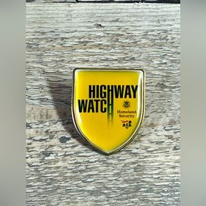 HIGHWAY WATCH National Security ATA Anti Terrorism Yellow Gold Enamel US Hat Pin